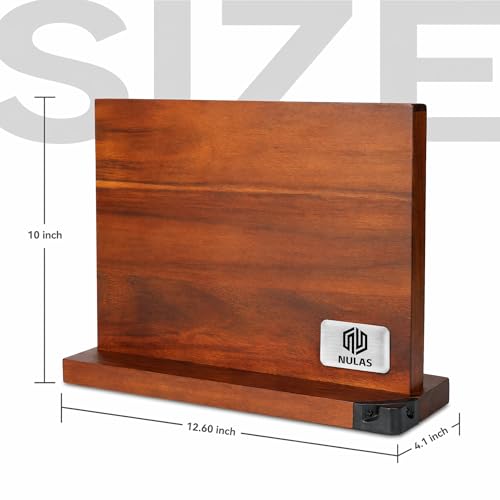 Brown Magnetic Knife Block with Built-in Sharpener, Double-Sided Countertop Organizer - L Variation