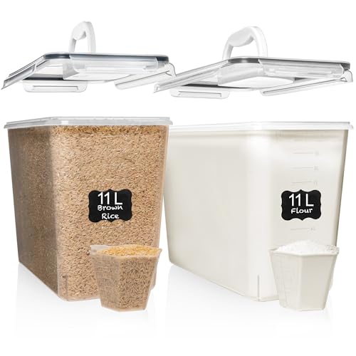 Large Food Storage Containers with Lids - Black, 11L, Airtight & BPA-Free - Set of 2