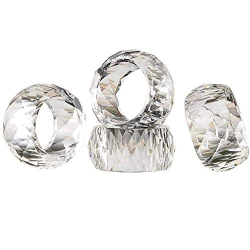 Crystal Napkin Ring Holders - 2 Inch Set of 12, Table Party Wedding
