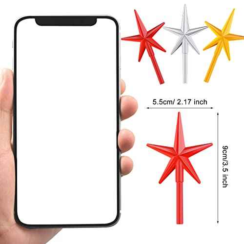 WILLBOND 6 Pieces Ceramic Christmas Tree Star Replacement Light Ceramic Tree Star Ornament Christmas Replacement Light Bulbs Accessories(Red, Yellow, Transparent)