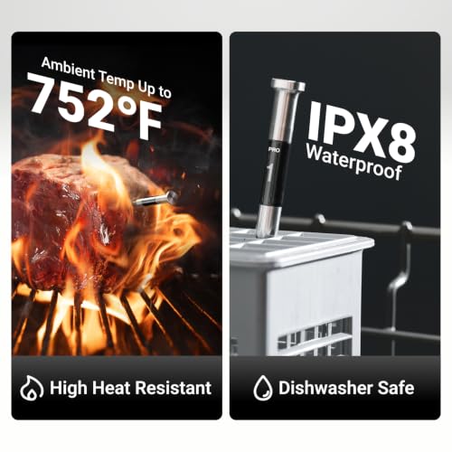 Wireless Meat Thermometer with 2 Probes - WiFi & Bluetooth for Grilling, Smoking & Cooking - Red