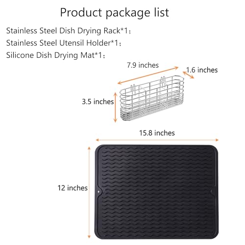 NiuYichee XL 15x12.6-Inch Stainless Steel Expandable Dish Drying Rack Over Sink