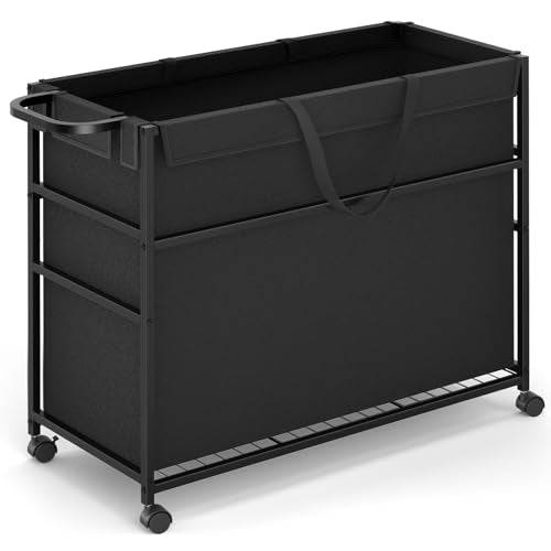 Large Capacity Office & Hotel Trash Cart 51.5 Gal Lockable Waste Bin