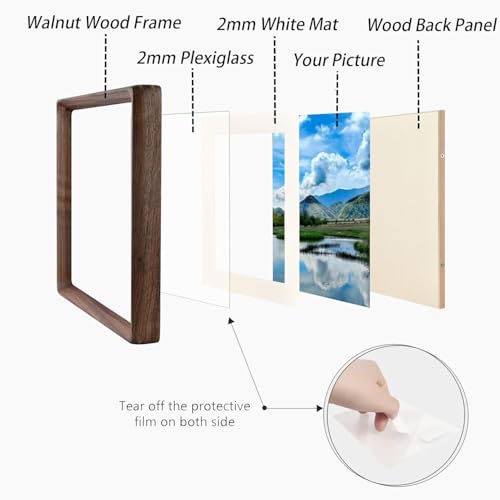 Husteria Walnut 22x28 Solid Wood Picture Frame with Mat for 18x24 Photos