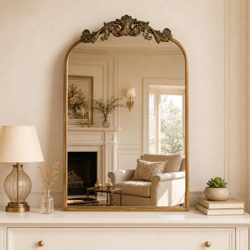 USHOWER Vintage Gold Mirror 24x36 Inch Antique Baroque Wall Mirror