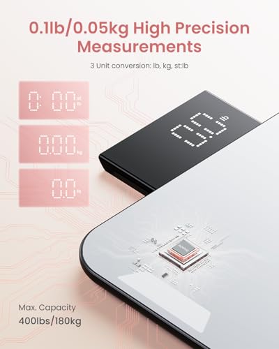 RENPHO Travel Scale with Mirror, Rechargeable, LED Display, 8.98x5.28 Inches