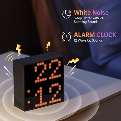 Small Pixel Art Bluetooth Speaker with LED Display - Portable Alarm Clock & Gaming Decor