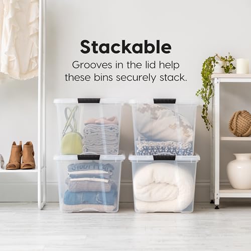 6-Pack Clear Plastic Storage Bins with Lids - Stackable, BPA-Free Organization Containers