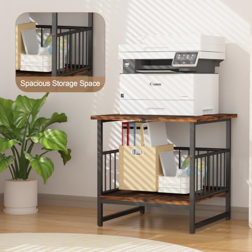 DHMAKER End Table, Industrial Side Table with 2-Tire Storage Shelf,