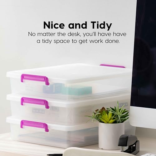 Stackable Clear 6 Qt Storage Bins with Lids - 6 Pack, Made in USA
