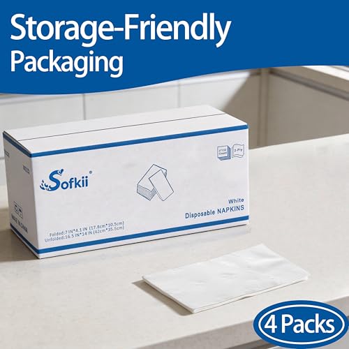 600 Pack White Dinner Napkins - 16.5 x 14 Inch 2-Ply Disposable Table Napkins for Events