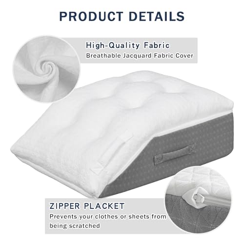 Baibu Memory Foam Leg Elevation Pillow 23.5x18x6 Inch Support Wedge for Circulation & Pain Relief