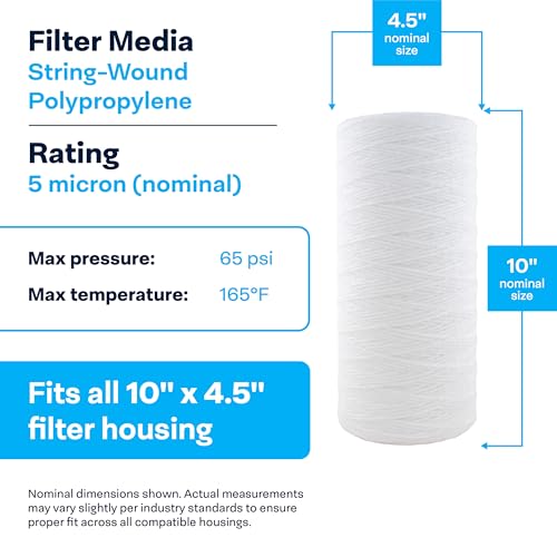 SpiroPure 8 Pack Sediment Water Filter Cartridges 5 Micron SWC-45-1005 WP5BB97P