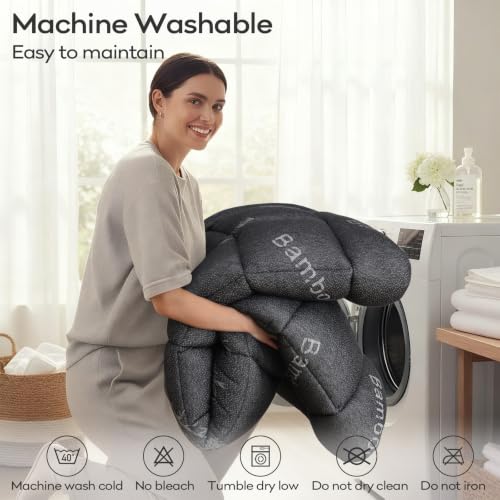 OLANLY Queen Bamboo Viscose Cooling Mattress Topper Dark Gray