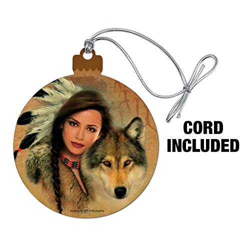 Spirit of The Wolf Native American Wood Christmas Ornament - Holiday Decor