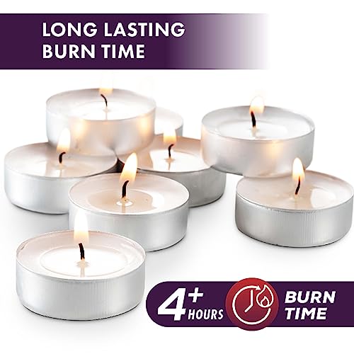 1000 Pack Unscented Tea Light Candles - Long-Lasting, Smokeless, Dripless, White for Weddings, Home, Events