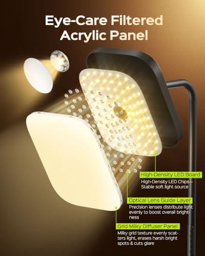 36W LED Floor Lamp with Adjustable Brightness & Color, Standing Lamp for Living Room & Bedroom