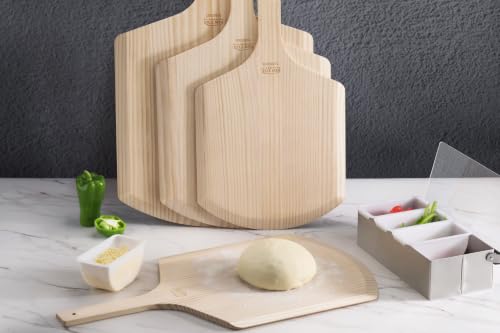 Wooden Pizza Peel - 16 x 14 Inch Blade, 24 Inch Overall | Basswood Baking Tool