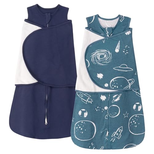 ZIGJOY Space & Blue Baby Swaddle Sleep Sack 0-12 Months 1.0 TOG 100% Cotton