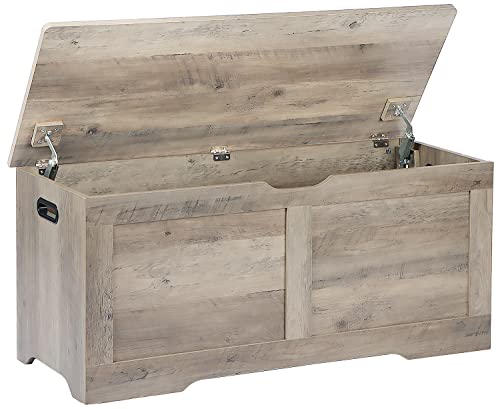 Grey Wooden Storage Chest with Lift Top – 39.4" Large Toy & Blanket Storage Bench
