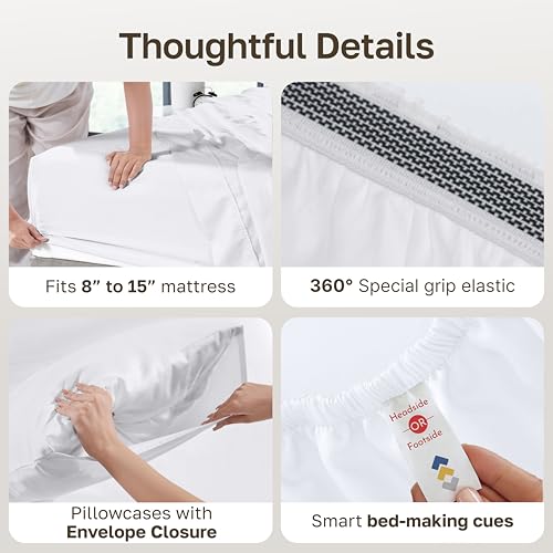 Egyptian Cotton Full Size Bed Sheets - Bright White, Silky Soft, Deep Pockets