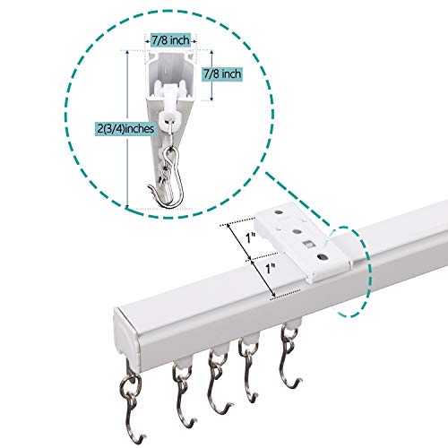 White Adjustable Ceiling or Wall Curtain Track Kit 3ft-6ft for Living Room Bedroom