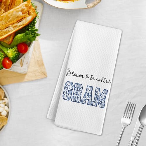 Gnmduw Gram Kitchen Towels for Grandma - Blessed Hand Dish Towels, 16x24 Inch Gift