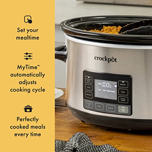 7-Quart Programmable Slow Cooker with Locking Lid - Stainless Steel, Travel-Friendly
