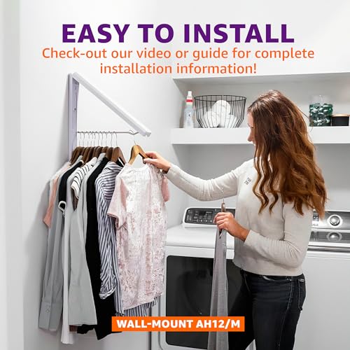 2 Pack Wall Mounted Clothes Drying Rack - 60 lb Capacity, Space-Saving Retractable Design
