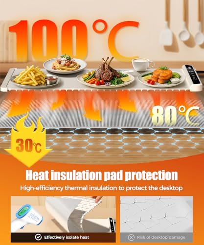 LNNIW Food Warming Mat 26x15 Inch Off White Fast Heat Child Lock