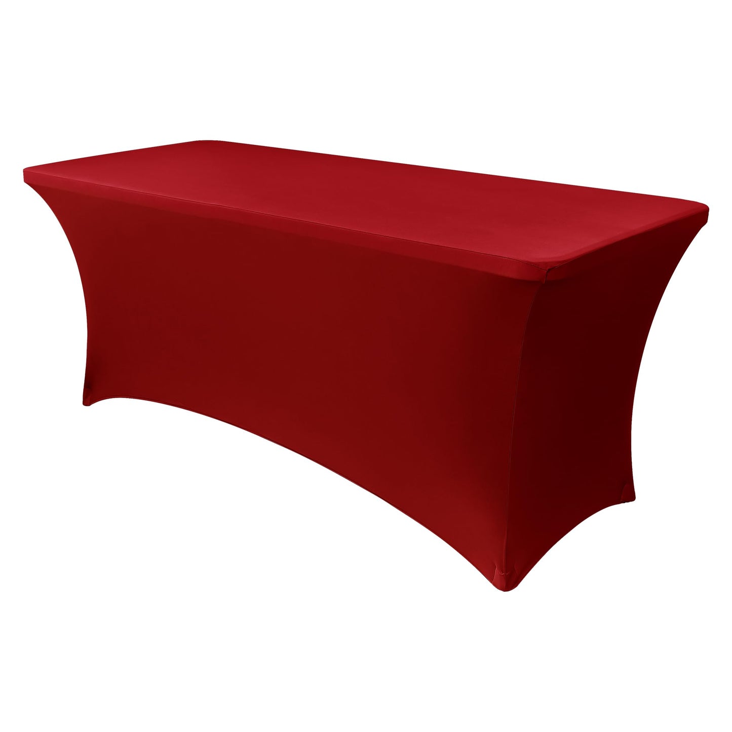 Obstal Spandex Table Cover 6ft Fitted Tablecloth Rectangular - Stretch Rectangle Folding Table Cloth for Birthday Party Wedding Banquet, Dark Red, 72L x 30W Inch