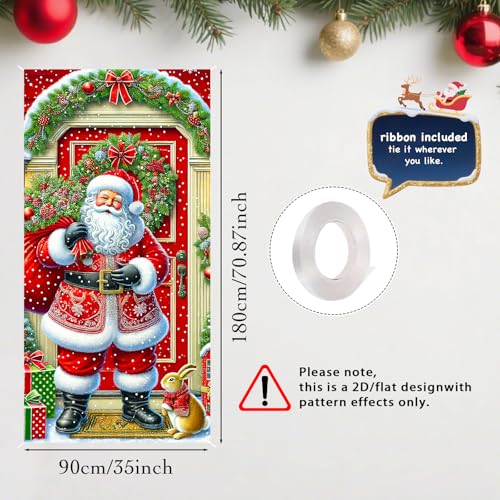 Nuxovilar Santa Rabbit Christmas Door Cover 35x71 in CW00231 Polyester