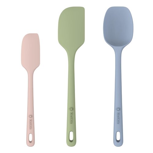 ChefAide 3 Pieces Silicone Spatula Set, Food Grade Rubber Spatula, Upgrade Strong Handle with Ergonomic Grip, Heat Resistant for Nonstick Cookware, Cooking