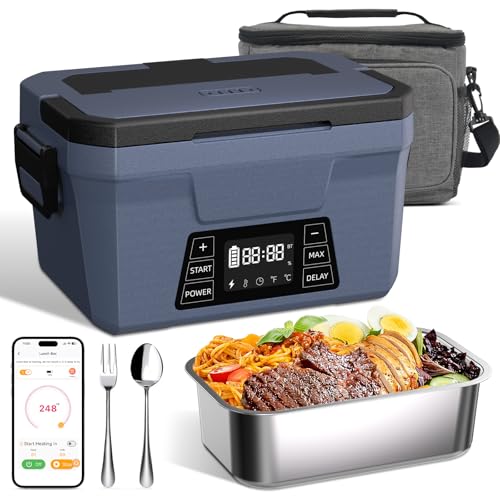 Akhia Blue Cordless Electric Lunch Box with APP Control, 9000mAh Battery, 3D Heating for Adults