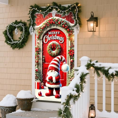 Nuxovilar Cheerful Xmas Door Cover Banner 35x71 Inches Holiday Decor BB00003