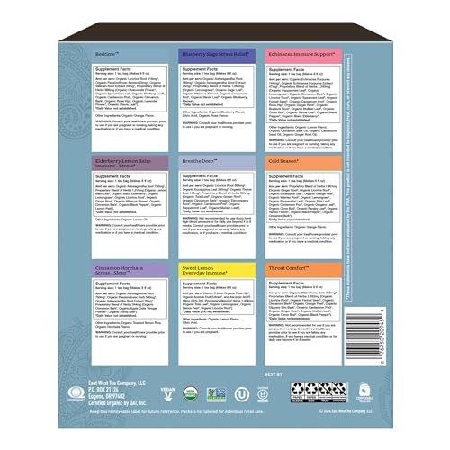 Get Well Tea Gift Box - Organic Wellness Tea Sampler, 45 Bags