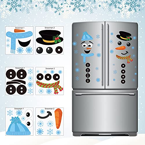 Dianelhall Snowman Door Stickers – 6 Sheets Holiday Refrigerator/Window Decor (Snowman Variant)