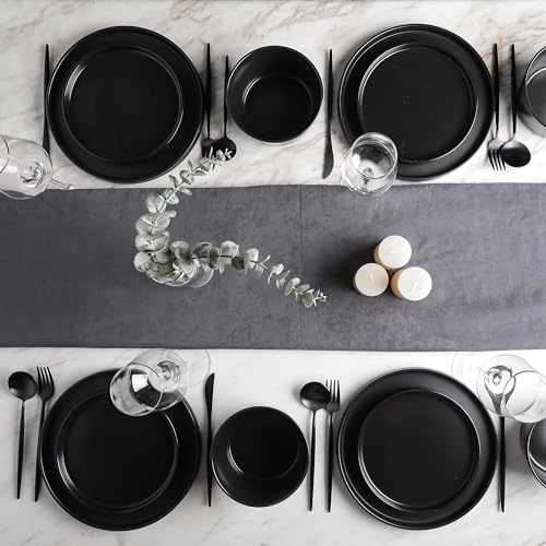 Stone Lain Celina 16-Piece Black Matte Dinnerware Set - Service for 4