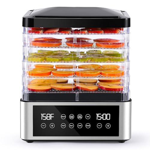 Food Dehydrator with 5 BPA-Free Trays - 11.4-Inch, One-Touch, Automatic Temp Control