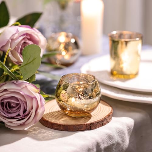 Gold Votive Candle Holders 48PCS Assorted Mercury Glass Wedding & Party Decor