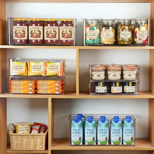 Hudgan 8 Pack Stackable Freezer & Pantry Organizer Bins 2XL+3L+3M