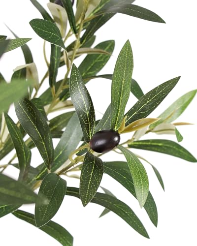 6ft Artificial Olive Tree - Indoor Faux Plant with Realistic Leaves & Olive Fruits, Sturdy Weighted Base