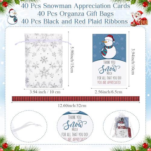 Vercraft 40-Pack Christmas Coworker Snowman Ornaments with Thank You Cards - Holiday Office Gifts