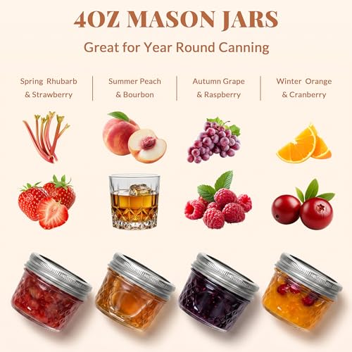 CycleMore 40 Pcs 4oz Crystal Mini Mason Jars, Silver Separable Lids