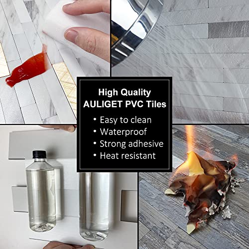 Faux Stone Peel and Stick Backsplash Tiles - White Marble Look, 20 Sheets with Silver Metal Accents, 11.7x5.9in, Easy DIY Wall Covering