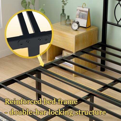 Full Size Metal Platform Bed Frame with Headboard, Under Bed Storage, No Box Spring Needed - Black - Variation of THIS listing