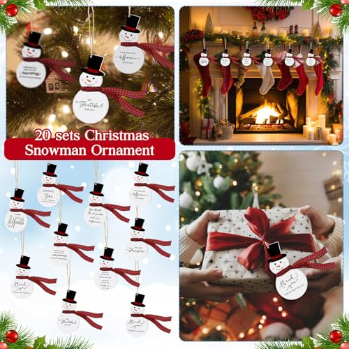 Vercraft 40-Pack Christmas Coworker Snowman Ornaments with Thank You Cards - Holiday Office Gifts