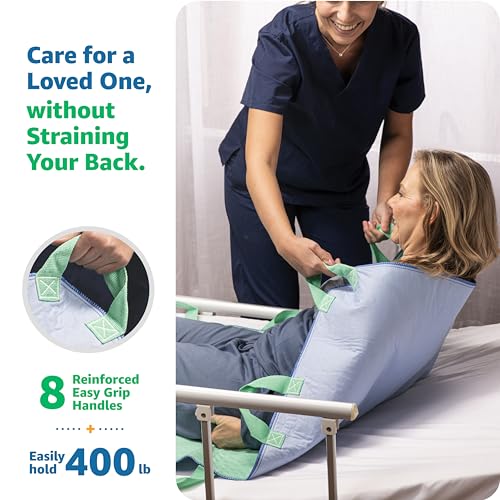 Improvia Bed Positioning Pad with Handles - 34x52 Inch Reusable Waterproof Bed Pad, Green, Pack of 2