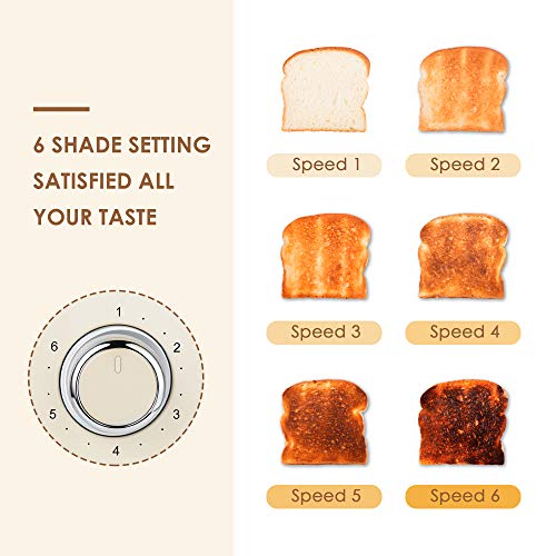 Cream 4 Slice Toaster with Retro Stainless Steel Finish, Wide Slots & Bagel Function