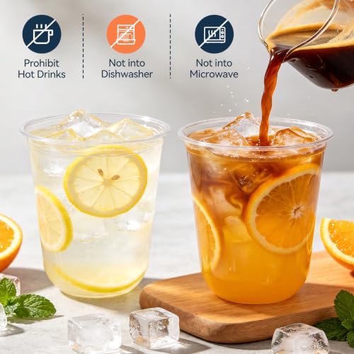 WELLIFE 200 Pack 12 oz Clear Disposable Plastic Cocktail & Wine Cups - BPA-Free, Recyclable, Elegant U-Shaped Design, Party & Event Use